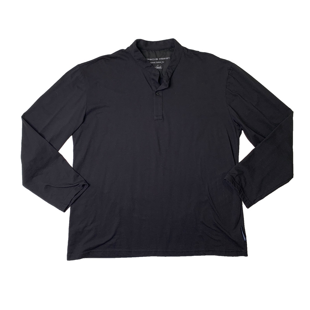 Porsche Design Polo Shirt Mens XL Black Band Collar Special Edition by Van Laack